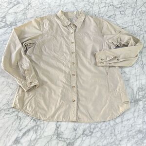 Exofficio Women Long Sleeve Button Down Vented Shirt Sz XL Beige